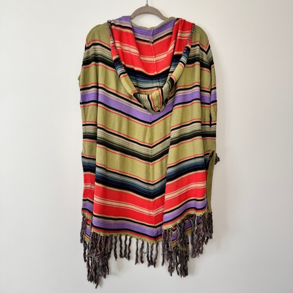 Anthropologie Moth Calexico Poncho Sweater Hooded Vest Cardigan Striped Sz XS S - Picture 16 of 16